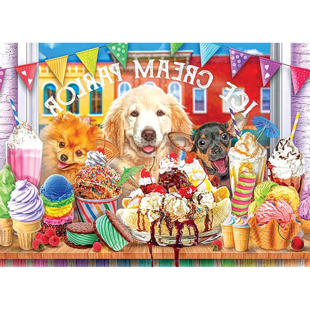 image:imageRoseArt Color Palette Ice Cream Parlor Pups 1000 Piece Jigsaw Puzzle for AdultsIce Cream Parlor Pups