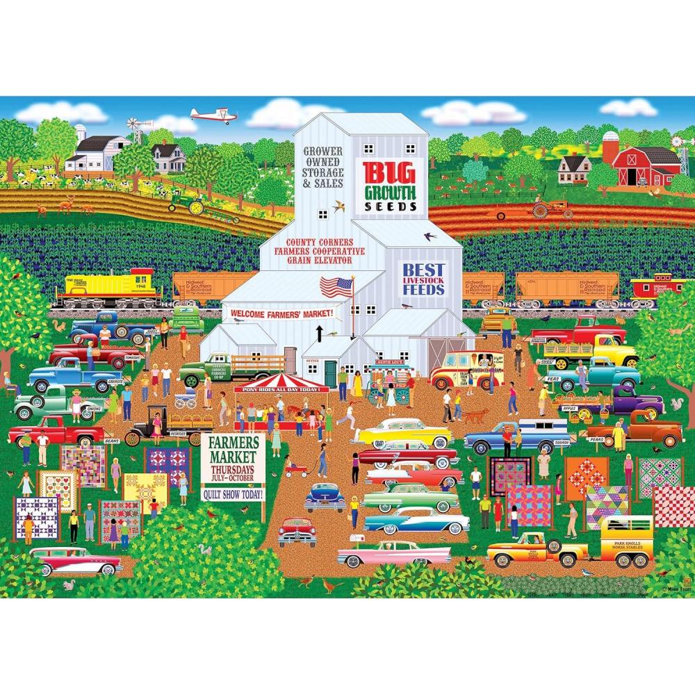 image:imageRoseArt  Home Country  County Corner Farmers Market 1000 Piece Jigsaw Puzzle for AdultsCounty Corner Farmers Market