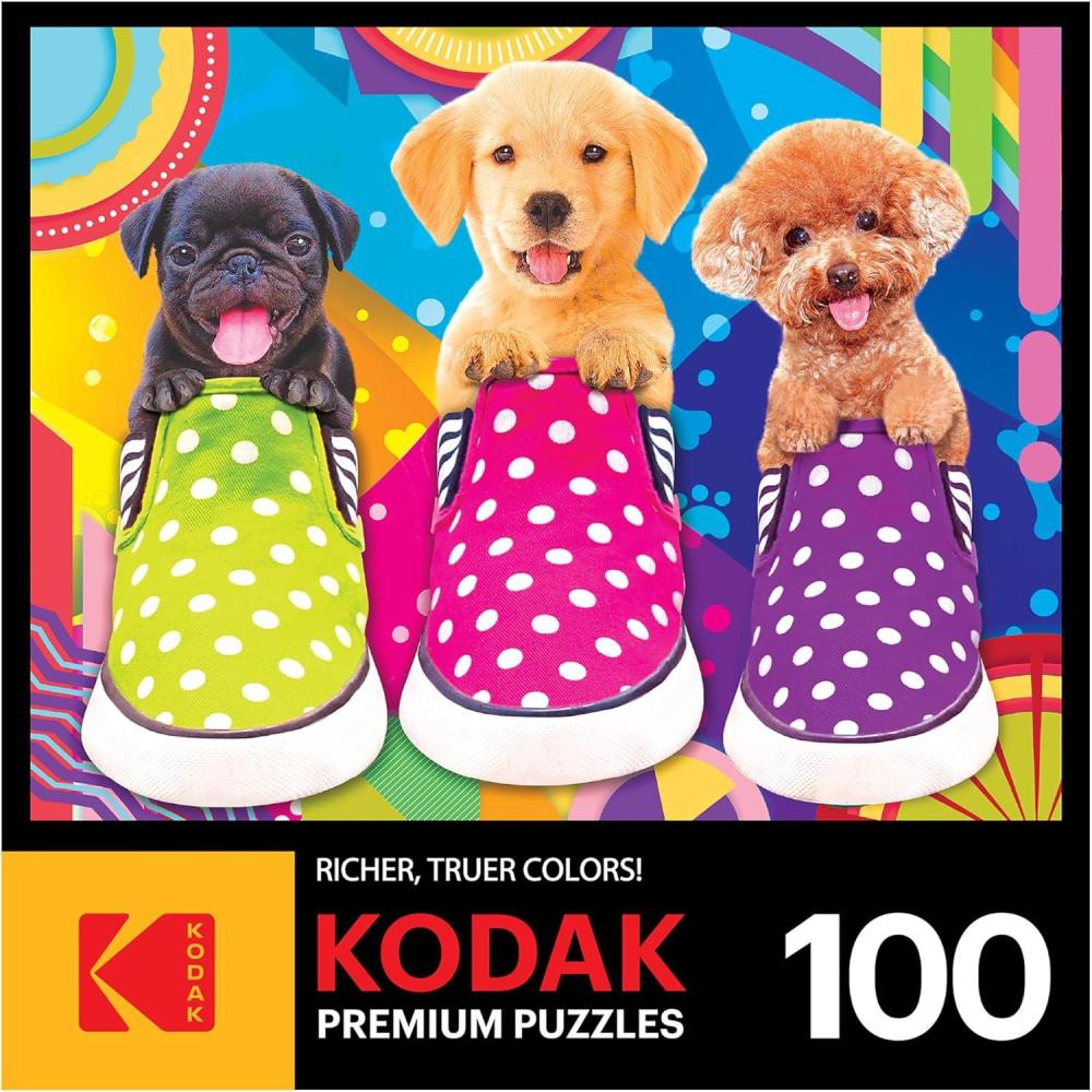 image:imageRoseArt Kodak Premium Golden Puppy Pals 100 Piece Jigsaw Puzzle for AdultsPuppy Socks
