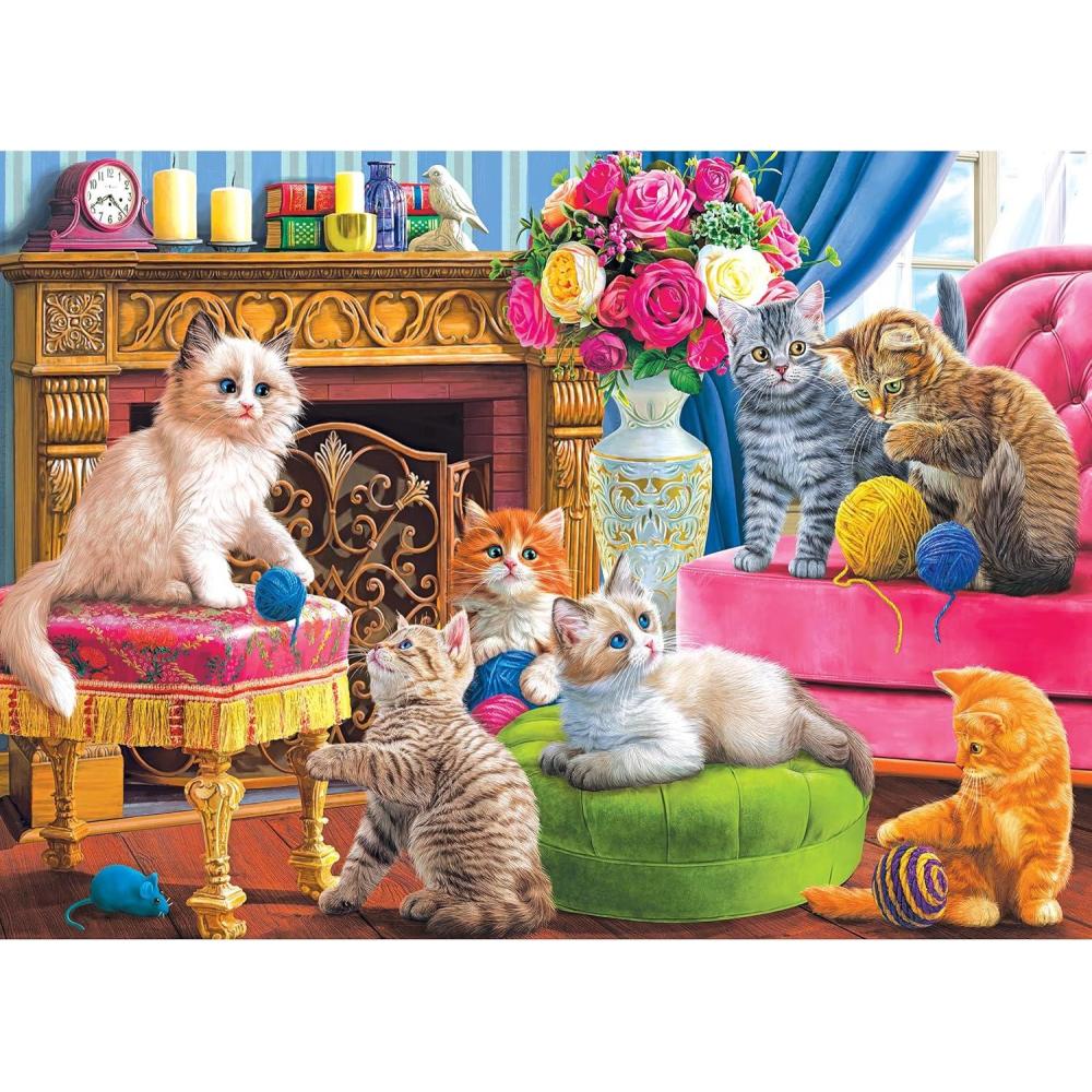 image:imageRoseArt Kodak Premium Cork Kittens by The Fireplace 1000 Piece Jigsaw Puzzle for AdultsKittens by the Fireplace