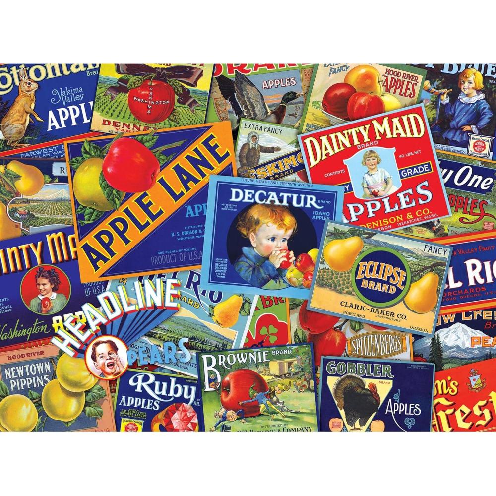 image:imageRoseArt Smithsonian Archives Collection Vintage Seed Packets 1000 Piece Jigsaw Puzzle for AdultsFruit Crate Label