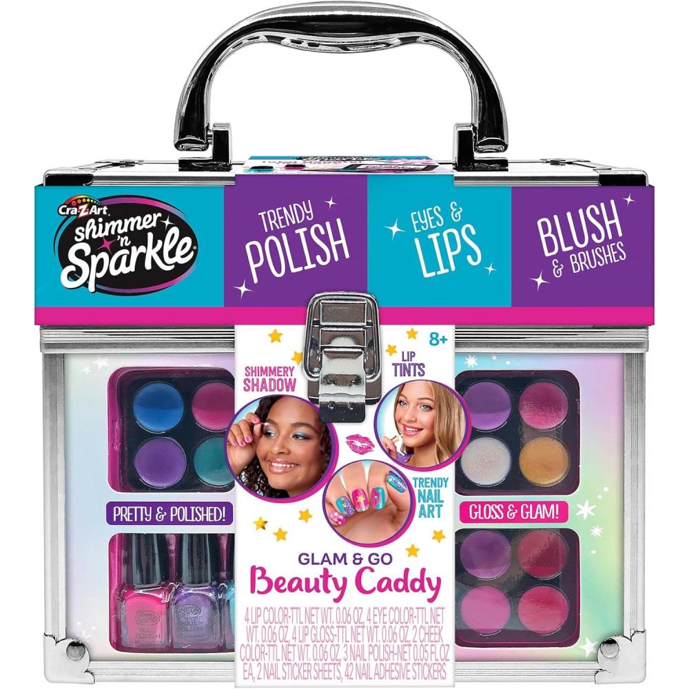 image:imageShimmer N Sparkle Glam To Go Beauty Caddy Makeup Set with Nail Polish and Glitter Ages 6 and Up