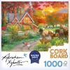RoseArt – Abraham Hunter Cork Puzzle – Green Mountain Farm – 1000 Piece Jigsaw Puzzle for Adults(Homestead)