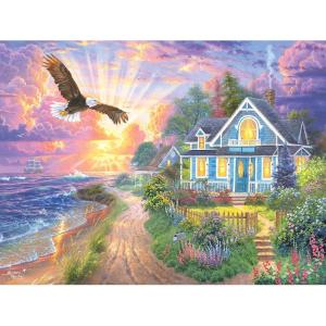 RoseArt – Abraham Hunter – Church by The River – 500 Piece Puzzle for Adults(Coastal Home)