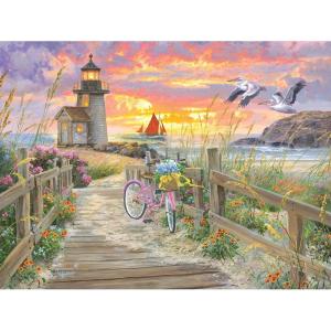 RoseArt – Abraham Hunter – Church by The River – 500 Piece Puzzle for Adults(Morning Ride)