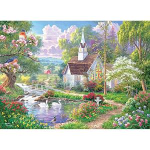 RoseArt – Abraham Hunter – Over The River- 1000 Piece Adult Jigsaw Puzzle(A Sunday in Spring)