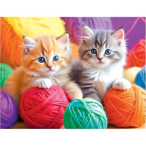RoseArt – Kodak Premium – Golden Puppy Pals – 100 Piece Jigsaw Puzzle for Adults(Fuzzy Yarn Balls)