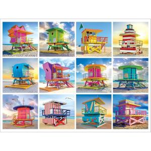 RoseArt – Kodak Premium – Knitting Kitten – 350 Piece Jigsaw Puzzle for Adults(Lifeguard Huts)