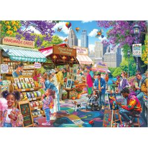 RoseArt Kodak Premium City Street Fair Jigsaw Puzzle, 1000 Pieces, Vibrant Vendors Artwork – Made in USA