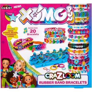 XOMG POP! CRA-Z-Loom Rubber Band Bracelet Maker Kit with Neon Bands, Beads, Charms and Loom, Gift for Ages 8 and Up