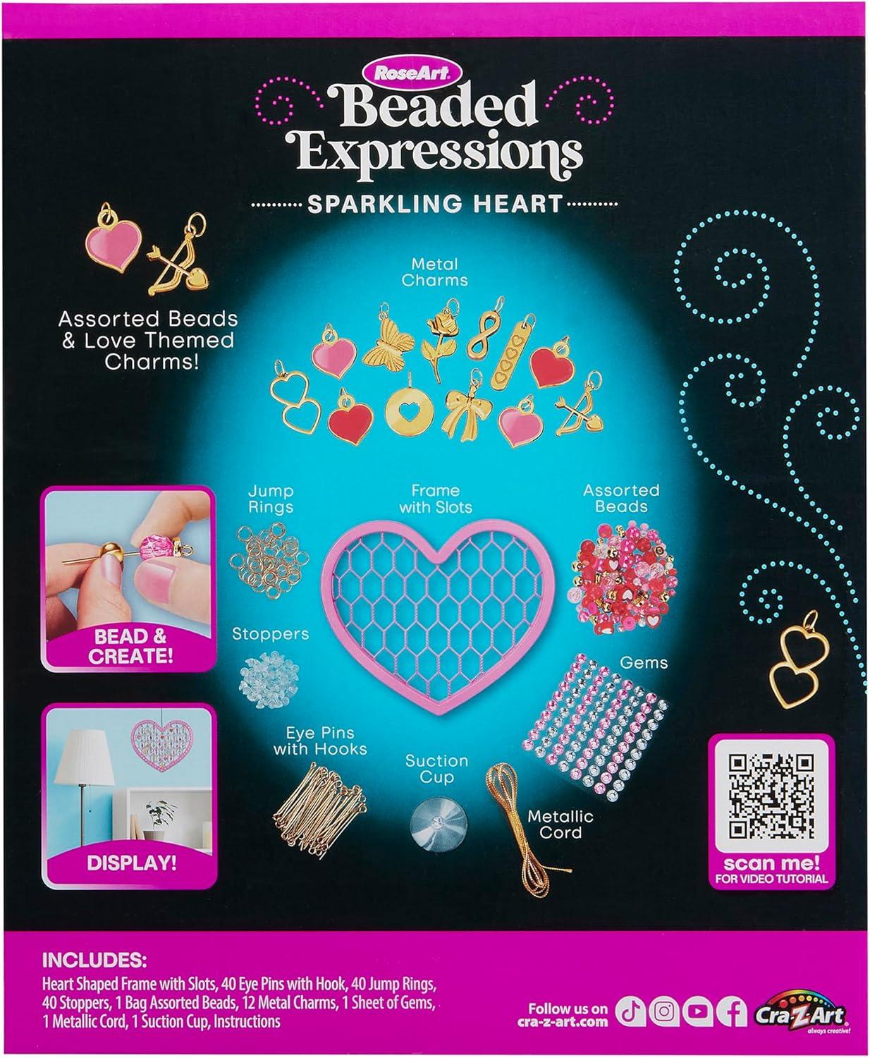 image:imageRoseArt Beaded Expressions Heart DIY Beaded Sun Catcher Craft Kit Valentines Day DIY Bead Art for Kids Design Bead amp Display Hanging Heart Frame JewelryInspired Window Decor Ages 8Heart