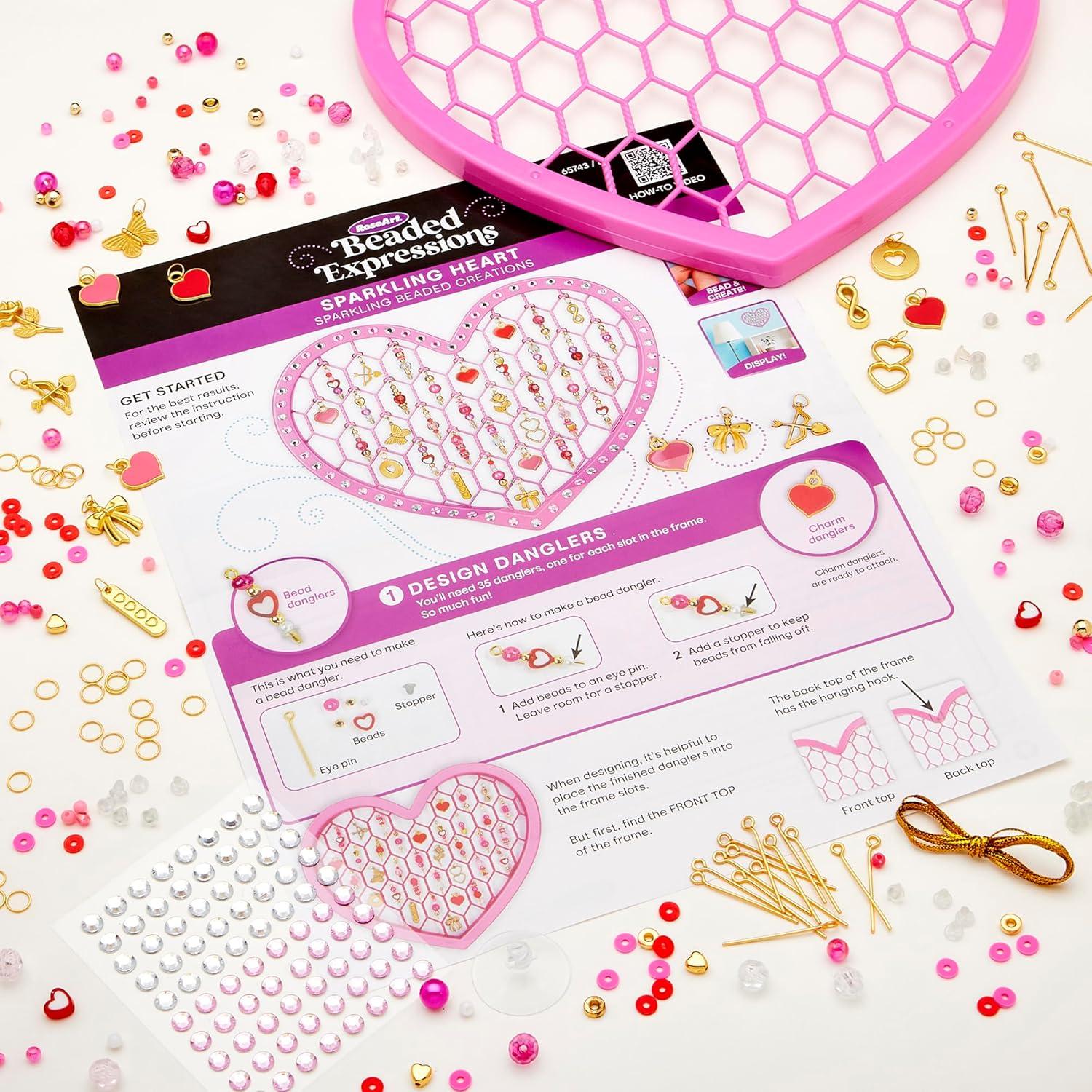 image:imageRoseArt Beaded Expressions Heart DIY Beaded Sun Catcher Craft Kit Valentines Day DIY Bead Art for Kids Design Bead amp Display Hanging Heart Frame JewelryInspired Window Decor Ages 8Heart