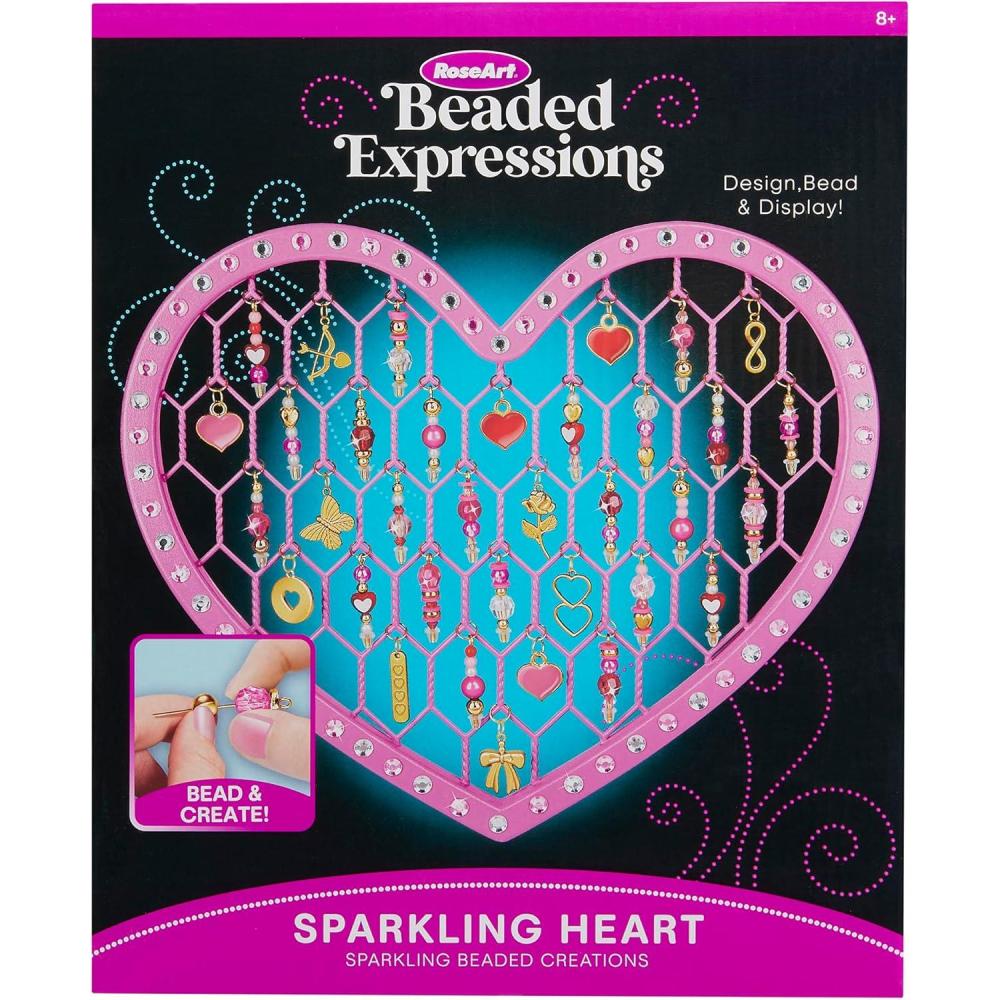 image:imageRoseArt Beaded Expressions Heart DIY Beaded Sun Catcher Craft Kit Valentines Day DIY Bead Art for Kids Design Bead amp Display Hanging Heart Frame JewelryInspired Window Decor Ages 8Heart