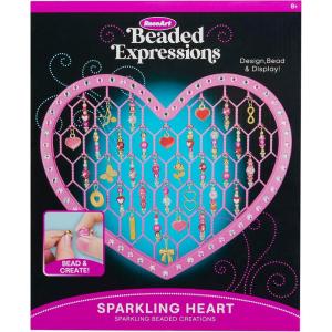 RoseArt Beaded Expressions Heart DIY Beaded Sun Catcher Craft Kit – Valentine’s Day DIY Bead Art for Kids – Design, Bead & Display Hanging Heart Frame – Jewelry-Inspired Window Decor, Ages 8+(Heart)