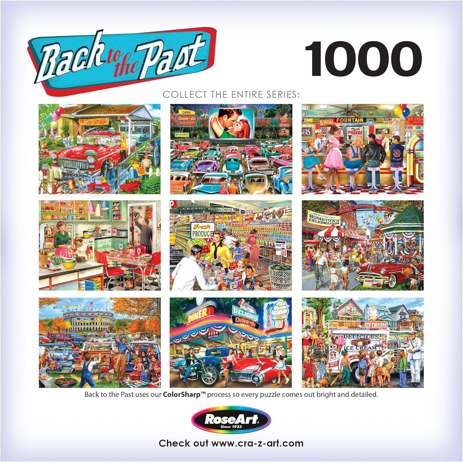 image:imageRoseArt  Back to the Past  Gardening with Mom 1000 Piece Jigsaw Puzzle  Vintage Retro Garden Scene Puzzle for Adults  Finished Size 26625 x 1925 Made in USAIce Cream Truck Day