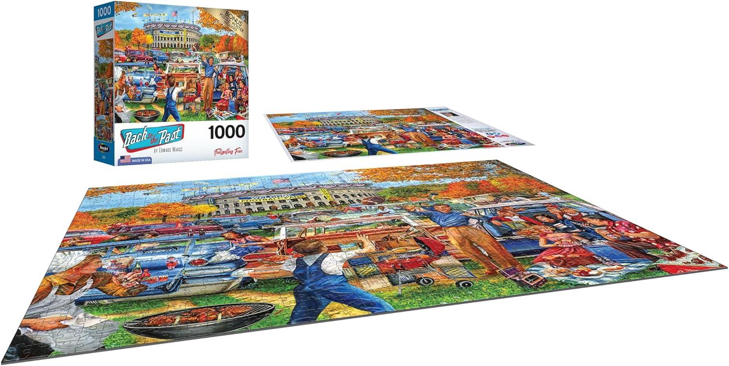 image:imageRoseArt Back to the Past Gardening with Mom 1000 Piece Jigsaw Puzzle Vintage Retro Garden Scene Puzzle for Adults Finished Size 26625 x 1925 Made in USATailgating Fun