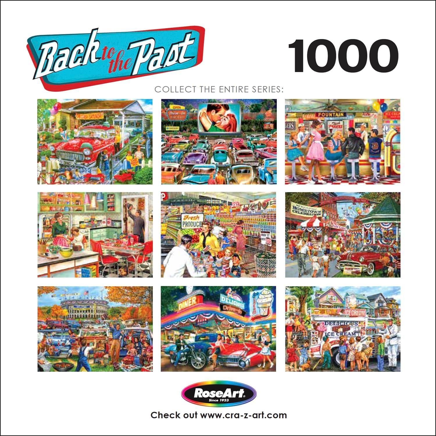 image:imageRoseArt Back to the Past Gardening with Mom 1000 Piece Jigsaw Puzzle Vintage Retro Garden Scene Puzzle for Adults Finished Size 26625 x 1925 Made in USADriveIn Date Night