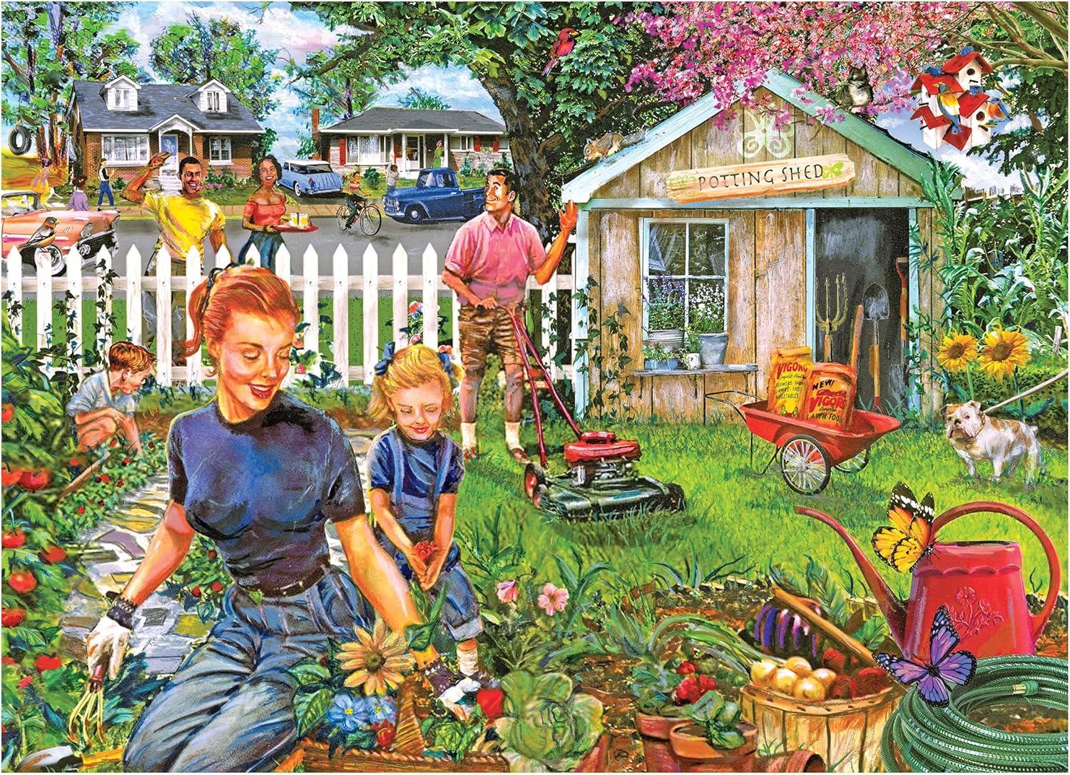 image:imageRoseArt  Back to the Past  Gardening with Mom 1000 Piece Jigsaw Puzzle  Vintage Retro Garden Scene Puzzle for Adults  Finished Size 26625 x 1925 Made in USAGardening With Mom