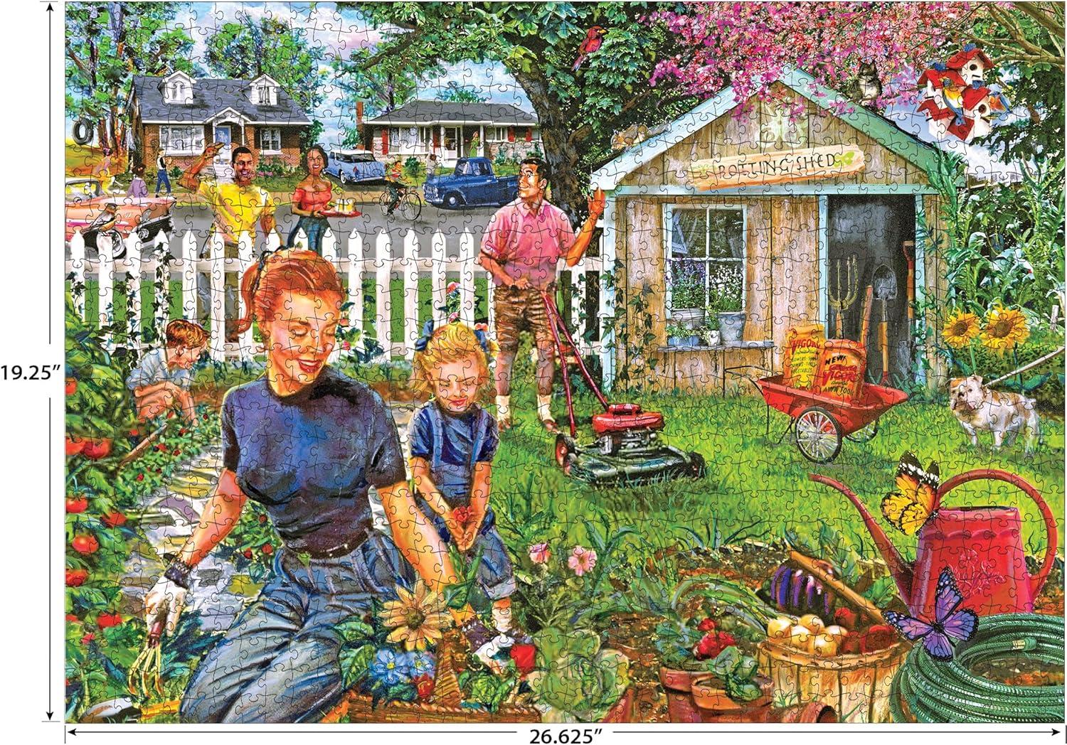 image:imageRoseArt  Back to the Past  Gardening with Mom 1000 Piece Jigsaw Puzzle  Vintage Retro Garden Scene Puzzle for Adults  Finished Size 26625 x 1925 Made in USAGardening With Mom