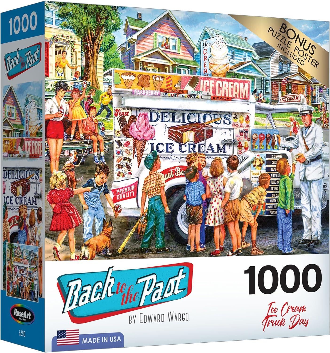 image:imageRoseArt  Back to the Past  Gardening with Mom 1000 Piece Jigsaw Puzzle  Vintage Retro Garden Scene Puzzle for Adults  Finished Size 26625 x 1925 Made in USAIce Cream Truck Day