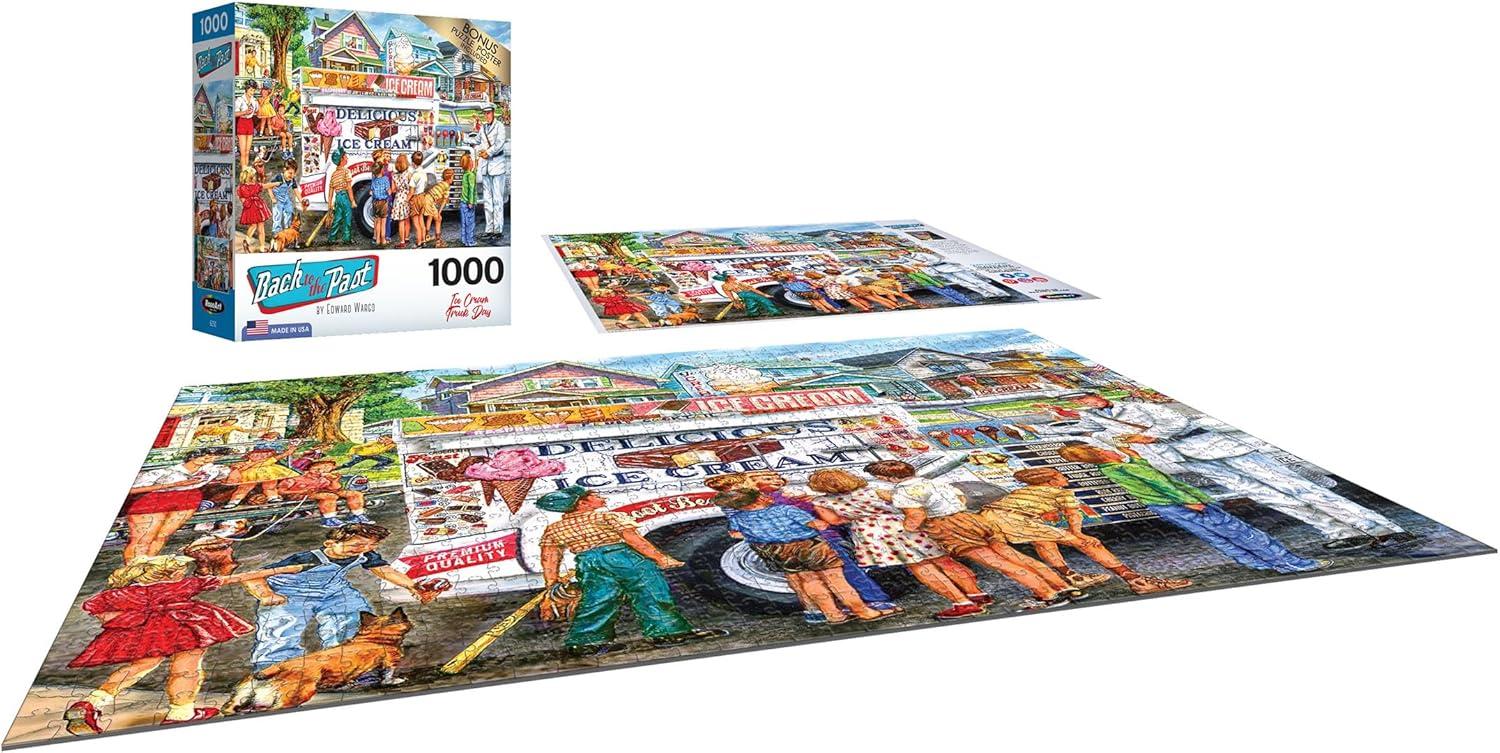 image:imageRoseArt  Back to the Past  Gardening with Mom 1000 Piece Jigsaw Puzzle  Vintage Retro Garden Scene Puzzle for Adults  Finished Size 26625 x 1925 Made in USAIce Cream Truck Day