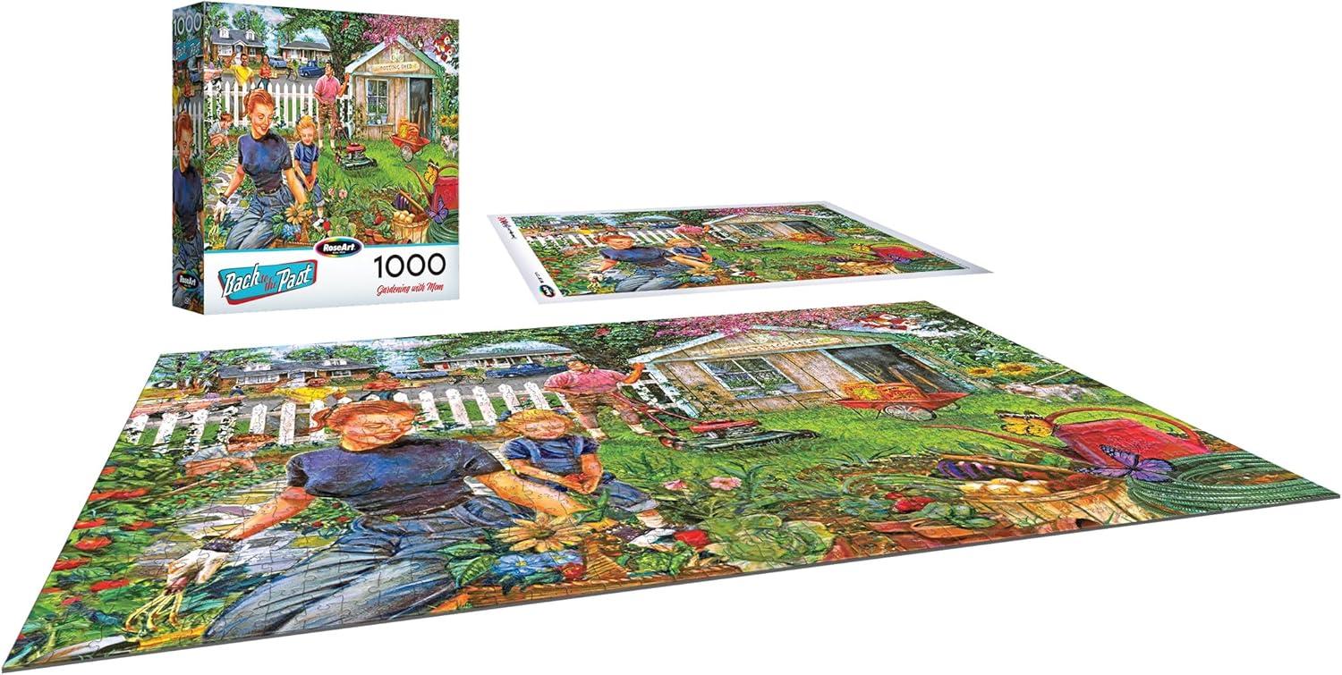 image:imageRoseArt  Back to the Past  Gardening with Mom 1000 Piece Jigsaw Puzzle  Vintage Retro Garden Scene Puzzle for Adults  Finished Size 26625 x 1925 Made in USAGardening With Mom