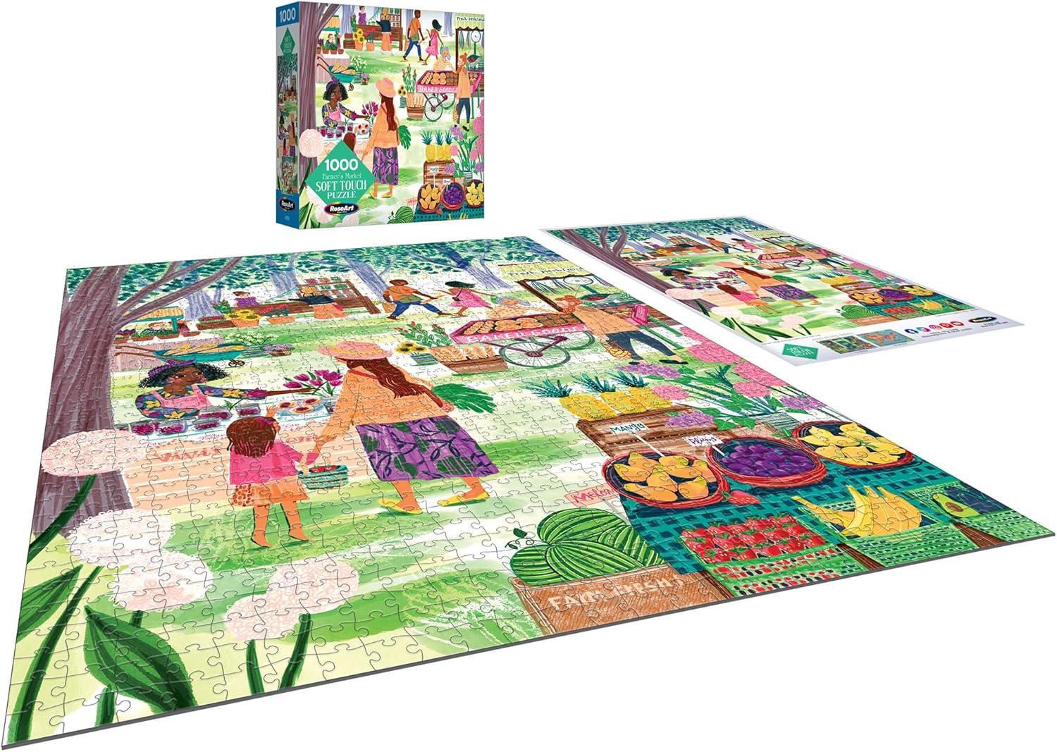 image:imageRoseArt Soft Touch Autumn Hill Cottage 1000 Piece Jigsaw Puzzle Autumn Country Scene Puzzle for Adults Made in USAFarmers Market