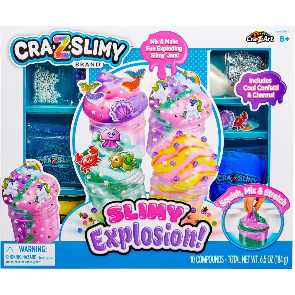 image:imageCRAZSlimy DIY Slime Kit for Girls  Sparkle Fantasy Theme with Unicorns Mermaids amp More Scented Butter amp Glitter Slimes Arts amp Crafts Gift for Kids 6Slimy Explosion