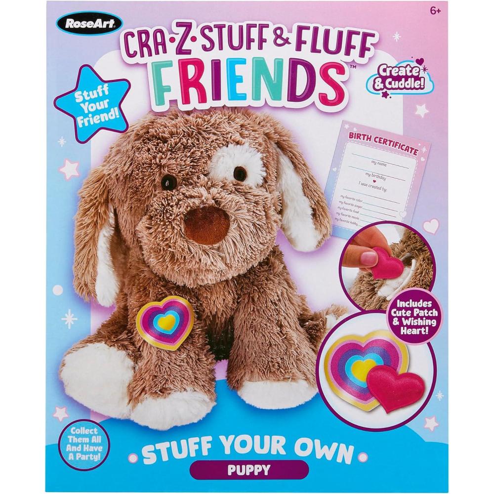 image:imageCRAZStuff amp Fluff Friends Stuff Your Own Puppy Plush Toy DIY Stuffing Kit with Patch Wishing Heart amp Birth Certificate Ages 6