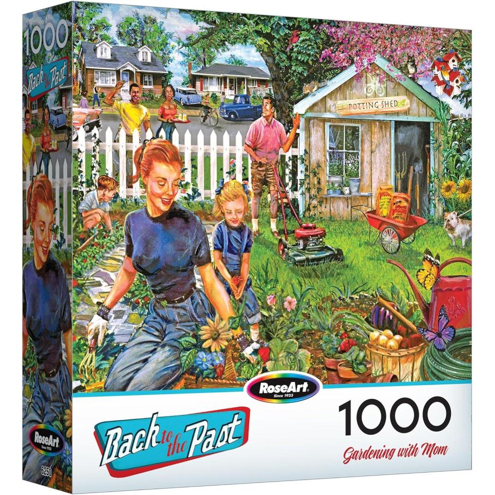 image:imageRoseArt  Back to the Past  Gardening with Mom 1000 Piece Jigsaw Puzzle  Vintage Retro Garden Scene Puzzle for Adults  Finished Size 26625 x 1925 Made in USAGardening With Mom