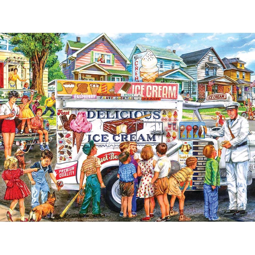 image:imageRoseArt  Back to the Past  Gardening with Mom 1000 Piece Jigsaw Puzzle  Vintage Retro Garden Scene Puzzle for Adults  Finished Size 26625 x 1925 Made in USAIce Cream Truck Day