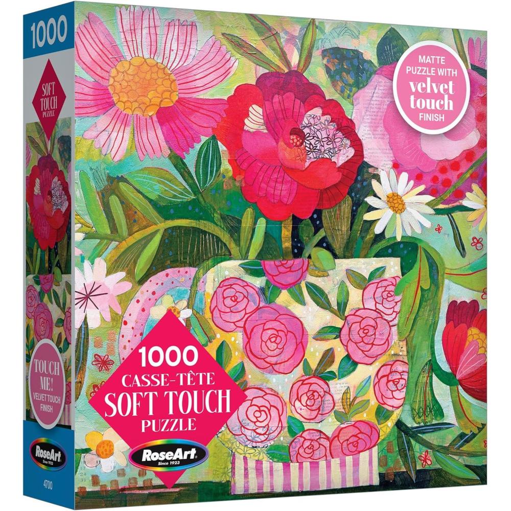 image:imageRoseArt  Soft Touch  Cup Full of Rosie  1000 Piece Jigsaw Puzzle Vibrant Flower Art Puzzle for Adults  Made in USA