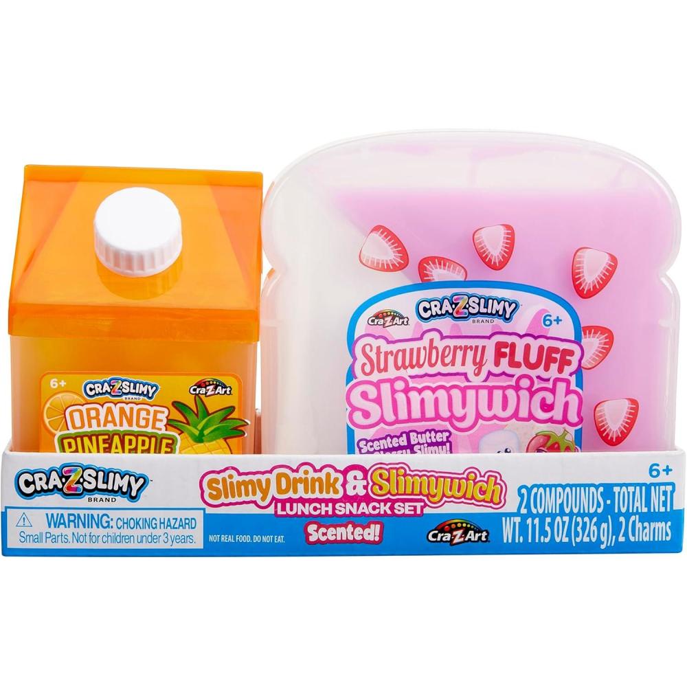 image:imageSlimy Drink amp Slimywich Lunch Snack Set Scented Strawberry Milk Slime amp Peanut Butter amp Jelly Slime by CRAZArtOrange Pineapple