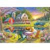 RoseArt – Soft Touch – Autumn Hill Cottage – 1000 Piece Jigsaw Puzzle, Autumn Country Scene Puzzle for Adults – Made in USA(Backyard)