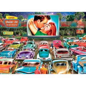 RoseArt – Back to the Past – Gardening with Mom 1000 Piece Jigsaw Puzzle – Vintage Retro Garden Scene Puzzle for Adults – Finished Size 26.625 x 19.25 Made in USA(Drive-In Date Night)