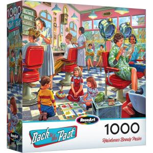 RoseArt – Back to the Past – Gardening with Mom 1000 Piece Jigsaw Puzzle – Vintage Retro Garden Scene Puzzle for Adults – Finished Size 26.625 x 19.25 Made in USA(Hairdresser Beaury Parlor)