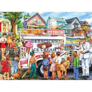 RoseArt – Back to the Past – Gardening with Mom 1000 Piece Jigsaw Puzzle – Vintage Retro Garden Scene Puzzle for Adults – Finished Size 26.625 x 19.25 Made in USA(Ice Cream Truck Day)