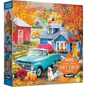RoseArt – Soft Touch – Autumn Hill Cottage – 1000 Piece Jigsaw Puzzle, Autumn Country Scene Puzzle for Adults – Made in USA(Autumn Hill Cottage)