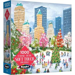 RoseArt – Soft Touch – Autumn Hill Cottage – 1000 Piece Jigsaw Puzzle, Autumn Country Scene Puzzle for Adults – Made in USA(New York Christmas)
