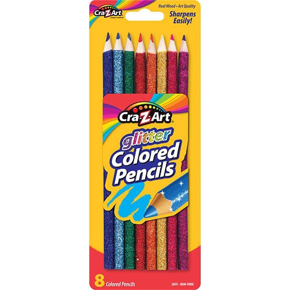 image:imageCraZArt Glitter Colored Pencils Carded 8 Count 10432