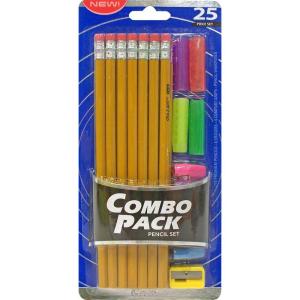 Cra-Z-art Yellow No.2 Pencil Pack with Eraser Caps, Grips, Sharpener, 14 Count (12000),Assorted(14 Count (Pack of 1))