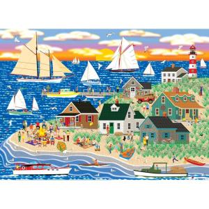 RoseArt – Mini-Shaped – Main Street – 500 Piece Jigsaw Puzzle for Adults(Beach Bonfire Gathering)