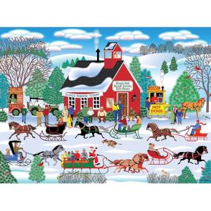 RoseArt – Mini-Shaped – Main Street – 500 Piece Jigsaw Puzzle for Adults(Jingle Bell Sleigh Society)