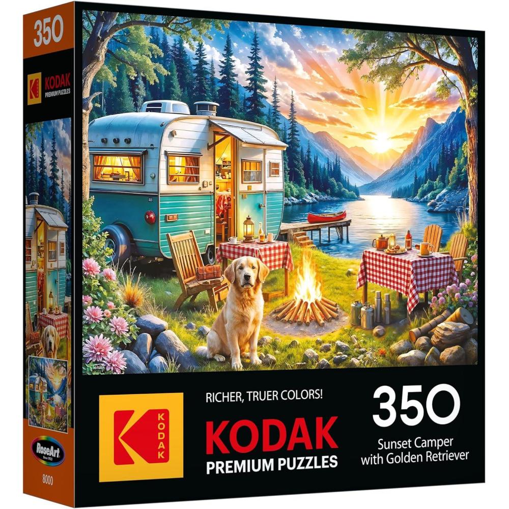 image:imageRoseArt Kodak Premium The Daily Grind Coffee Shop 350 Piece Jigsaw Puzzle Cozy Autumn Coffee Shop Scene Adult Puzzle Finished Size Approx 18 x 24 Made in USASunset Camper
