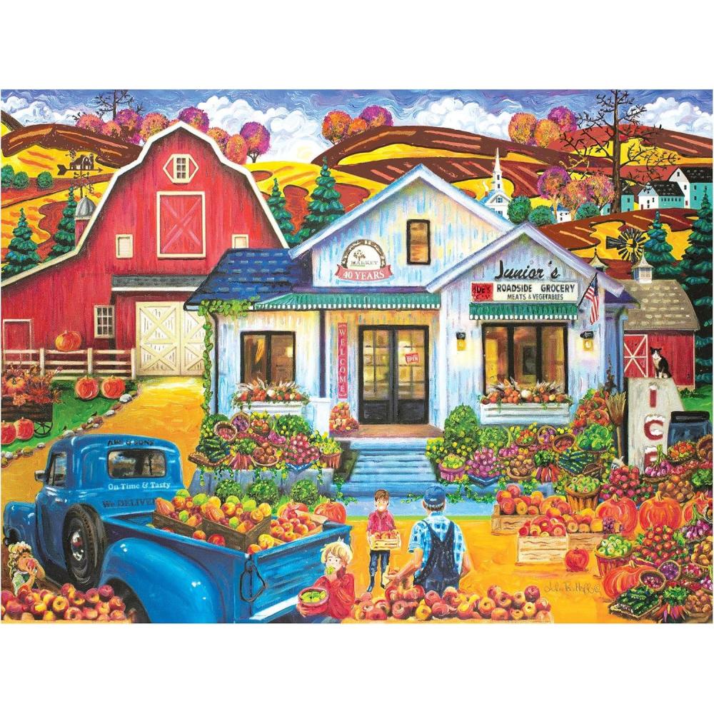 image:imageRoseArt Kodak Premium The Daily Grind Coffee Shop 350 Piece Jigsaw Puzzle Cozy Autumn Coffee Shop Scene Adult Puzzle Finished Size Approx 18 x 24 Made in USAJuniors Farmer Market