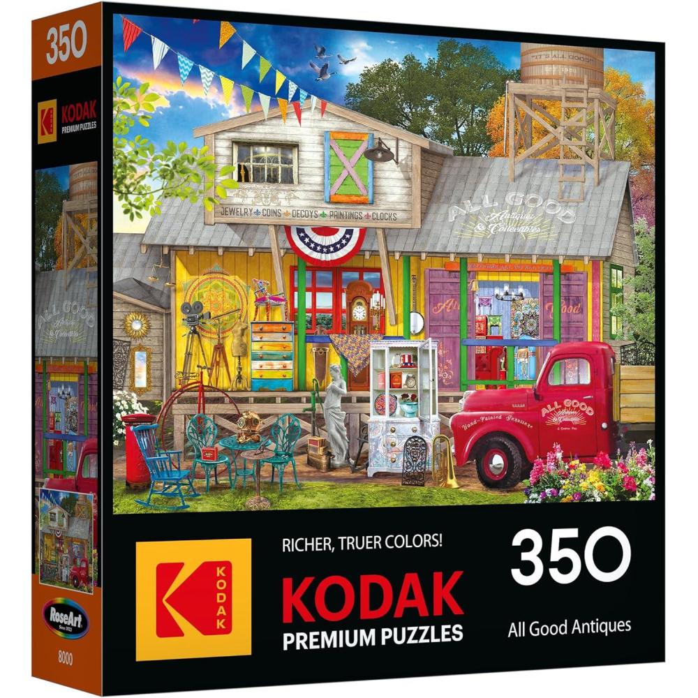 image:imageRoseArt Kodak Premium The Daily Grind Coffee Shop 350 Piece Jigsaw Puzzle Cozy Autumn Coffee Shop Scene Adult Puzzle Finished Size Approx 18 x 24 Made in USAAll Good Antiques