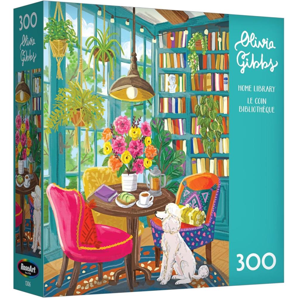 image:imageRoseArt Olivia Gibbs Coastal Cottage Town 300 Piece Jigsaw Puzzle Serene Seaside Vacation Scene Adult Puzzle Finished Size Approx 18 x 24 Made in USAHome Library