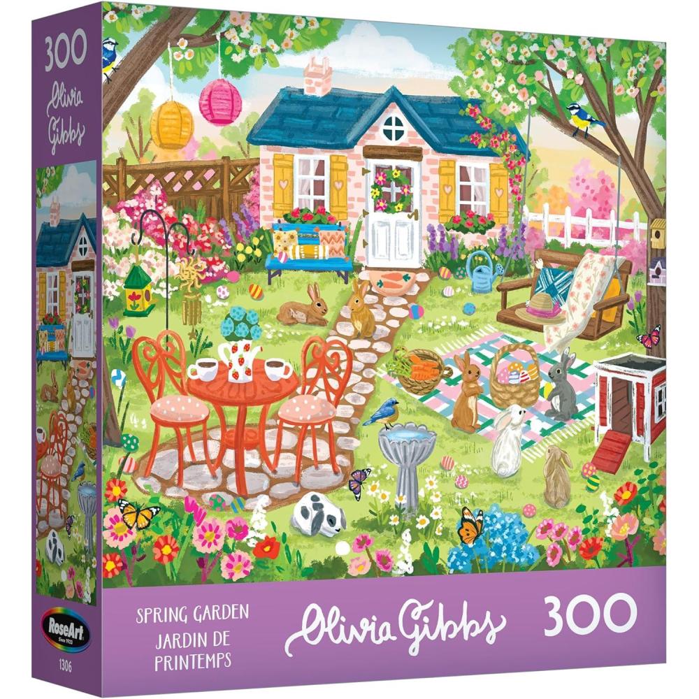 image:imageRoseArt Olivia Gibbs Coastal Cottage Town 300 Piece Jigsaw Puzzle Serene Seaside Vacation Scene Adult Puzzle Finished Size Approx 18 x 24 Made in USAEaster Garden