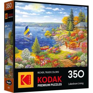 RoseArt – Kodak Premium – The Daily Grind Coffee Shop 350 Piece Jigsaw Puzzle – Cozy Autumn Coffee Shop Scene – Adult Puzzle – Finished Size Approx. 18″ x 24″, Made in USA(Lakeshore Living)