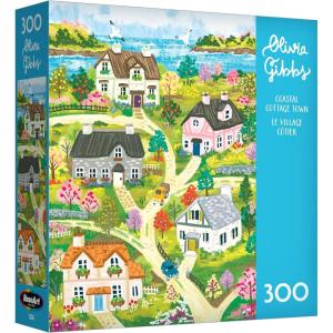 RoseArt – Olivia Gibbs – Coastal Cottage Town 300 Piece Jigsaw Puzzle, Serene Seaside Vacation Scene – Adult Puzzle – Finished Size Approx. 18″ x 24″, Made in USA(Coastal Cottage Town)